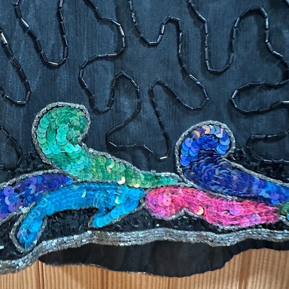 Vintage Silky Nites Silk & Beaded Evening Jacket XL PTP up to 24" EUC - Picture 11 of 16